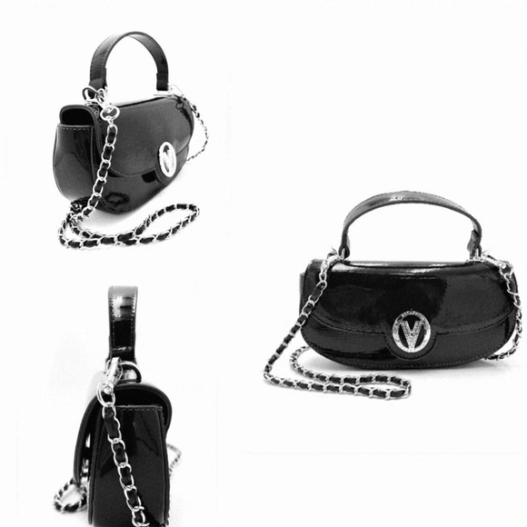 Valentino Orlandi/East West/Top Handle Crossbody Bag/Black Patent Leather/NWT - Picture 7 of 7